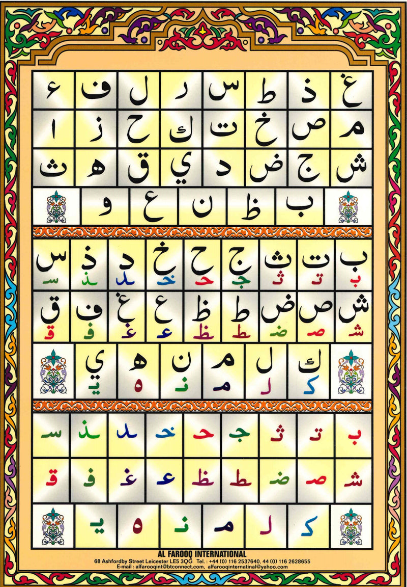 Laminated Arabic Alphabet Patti